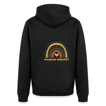 Niedliches Massagetherapeut Regenbogen Design - Unisex Premium Bio Zip Hoodie - Schwarz - Hinten - Nico (187cm)