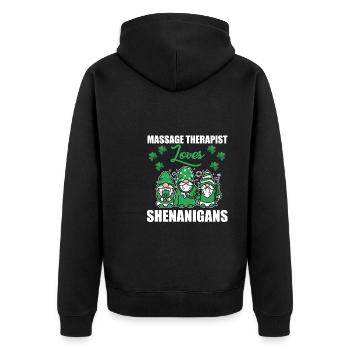 Masseur loves Shenanigan's St. Patrick's Day - Unisex Premium Organic Zip Hoodie - black - Back - Nico (187cm)