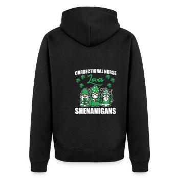 Gefängnis Krankenschwester St. Patricks Day Kostüm - Unisex Premium Bio Zip Hoodie - Schwarz - Hinten - Nico (187cm)