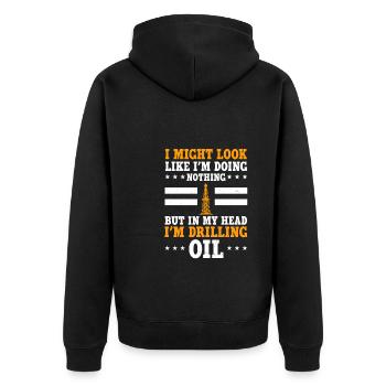 Funny Oilfield Workers Design - Unisex Premium Organic Zip Hoodie - black - Back - Nico (187cm)