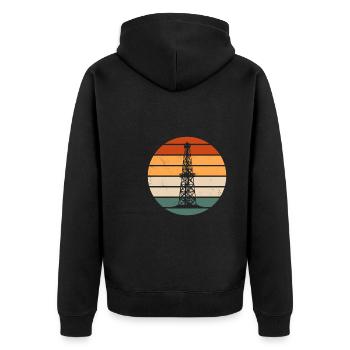 Oil Well Tower - Unisex Premium Organic Zip Hoodie - black - Back - Nico (187cm)
