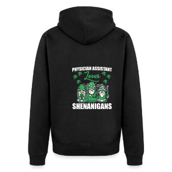 Arzthelferin Liebt Den St. Patricks Day - Unisex Premium Bio Zip Hoodie - Schwarz - Hinten - Nico (187cm)