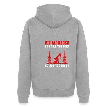 Lustiger Rig Manager Der Ölindustrie - Unisex Premium Bio Zip Hoodie - Grau meliert - Hinten - Nico (187cm)