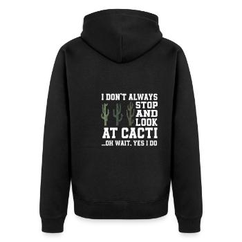 Funny Saguaro Cactus Lover Gift - Unisex Premium Organic Zip Hoodie - black - Back - Nico (187cm)