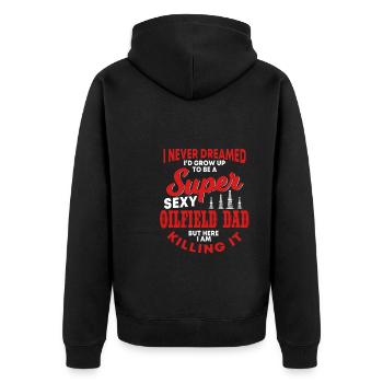 Oilfield Dad - Unisex Premium Organic Zip Hoodie - black - Back - Nico (187cm)