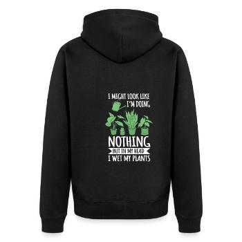 Funny Gardener Plants Design - Unisex Premium Organic Zip Hoodie - black - Back - Nico (187cm)