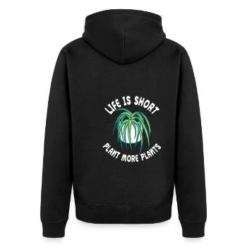 Lustiger Pflanzen Spruch Gartenliebhaber - Unisex Premium Bio Zip Hoodie - Schwarz - Hinten - Nico (187cm)