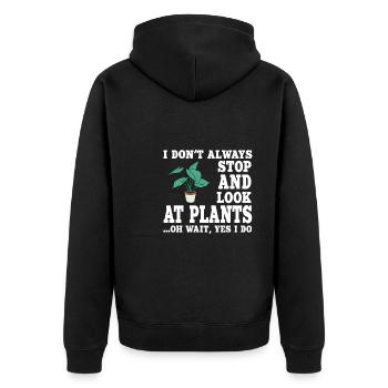 Funny Plant Saying - Unisex Premium Organic Zip Hoodie - black - Back - Nico (187cm)