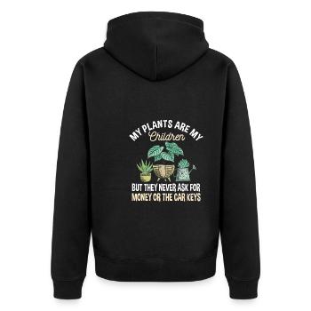 Lustiger Pflanzen Liebhaber Und Garten Spruch - Unisex Premium Bio Zip Hoodie - Schwarz - Hinten - Nico (187cm)