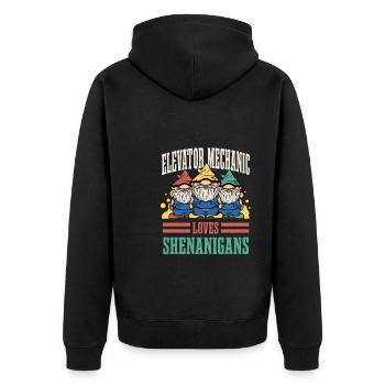 Aufzugsmonteur Liebt Spielereien St. Patricks Day - Unisex Premium Bio Zip Hoodie - Schwarz - Hinten - Nico (187cm)