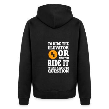 Elevator Gift - Unisex Premium Organic Zip Hoodie - black - Back - Nico (187cm)