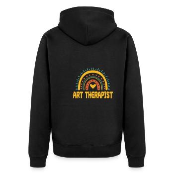 Art Therapist Rainbow Design - Unisex Premium Organic Zip Hoodie - black - Back - Nico (187cm)