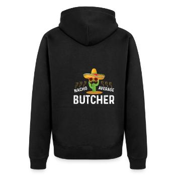 Funny Nacho Average Butcher Mexican Fiesta - Unisex Premium Organic Zip Hoodie - black - Back - Nico (187cm)