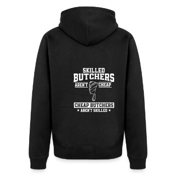 Fun - Unisex Premium Organic Zip Hoodie - black - Back - Nico (187cm)