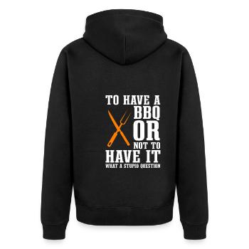 Lustiger BBQ-liebhaber - Unisex Premium Bio Zip Hoodie - Schwarz - Hinten - Nico (187cm)