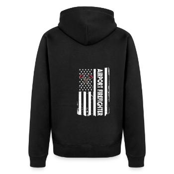 Brigade des pompiers de l’aéroport USA Flag - Veste à capuche bio Premium Unisexe - noir - Dos - Nico (187cm)
