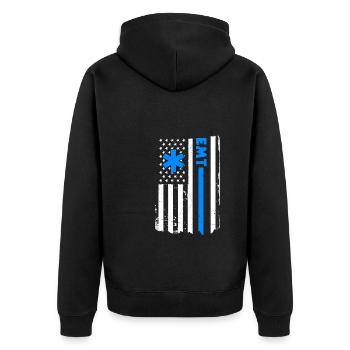 USA Emergency Paramedic America - Unisex Premium Organic Zip Hoodie - black - Back - Nico (187cm)