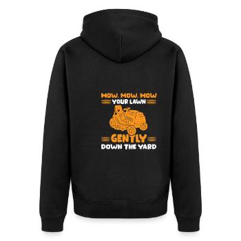 Funny lawn mower saying gardening grass mowing - Unisex Premium Organic Zip Hoodie - black - Back - Nico (187cm)