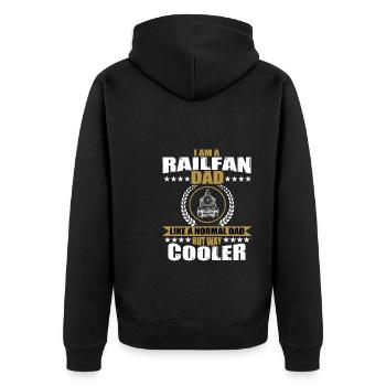 Lustige Railfan Papa Lokomotive Eisenbahnzüge - Unisex Premium Bio Zip Hoodie - Schwarz - Hinten - Nico (187cm)