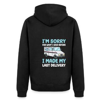 Delivery driver - Unisex Premium Organic Zip Hoodie - black - Back - Nico (187cm)