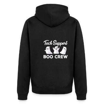 Creepy Tech Support Boo Crew Halloween Costume - Unisex Premium Organic Zip Hoodie - black - Back - Nico (187cm)