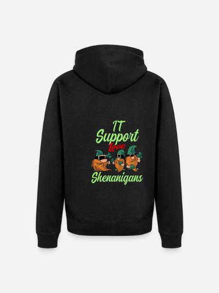 IT-support Skt. Patricks dag - Premium økologisk unisex-hættejakke - sort