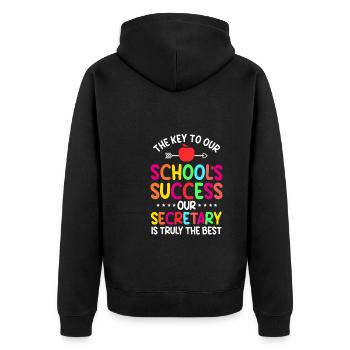 School secretary - Unisex Premium Organic Zip Hoodie - black - Back - Nico (187cm)