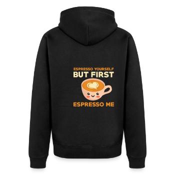 Lustiges Espresso Liebhaber Kostüm - Unisex Premium Bio Zip Hoodie - Schwarz - Hinten - Nico (187cm)