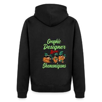 Graphic Designer St. Patrick's Day - Unisex Premium Organic Zip Hoodie - black - Back - Nico (187cm)