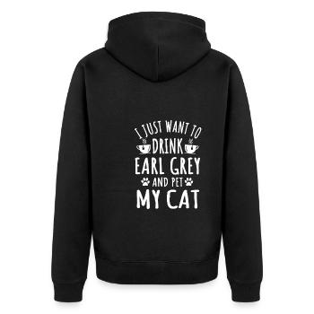 Drôle de thé Earl Grey et amoureux des chats - Veste à capuche bio Premium Unisexe - noir - Dos - Nico (187cm)