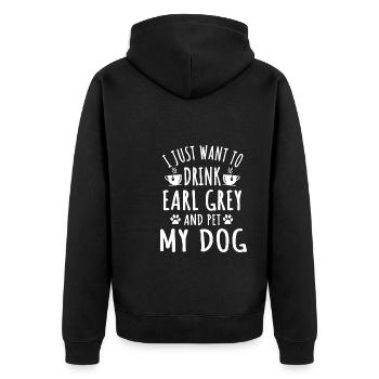 Funny Earl Grey Tee And Dogs Lover - Unisex Premium Organic Zip Hoodie - black - Back - Nico (187cm)