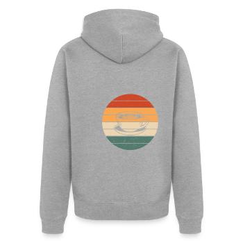 Retro Cappuccino Mug - Unisex Premium Organic Zip Hoodie - heather grey - Back - Nico (187cm)