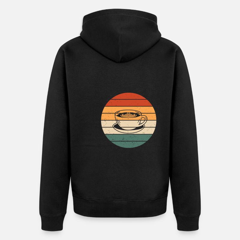 Tasse Cappuccino Rétro - Veste à capuche bio Premium Unisexe - noir