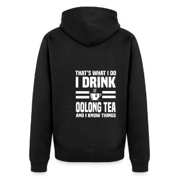 Oolong Tea Traditional Chinese Tea - Unisex Premium Organic Zip Hoodie - black - Back - Nico (187cm)