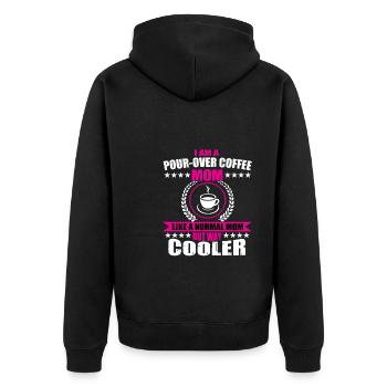 Handgefilterter Kaffee Mama Geschenk - Unisex Premium Bio Zip Hoodie - Schwarz - Hinten - Nico (187cm)