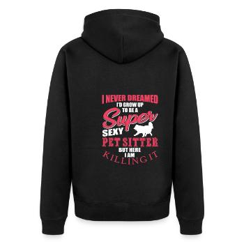 Funny pet sitter design - Unisex Premium Organic Zip Hoodie - black - Back - Nico (187cm)