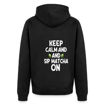Matcha - Unisex Premium Organic Zip Hoodie - black - Back - Nico (187cm)