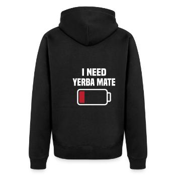 Funny Yerba Mate Outfit - Unisex Premium Organic Zip Hoodie - black - Back - Nico (187cm)
