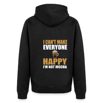 Lustiger Mokka Kaffee Liebhaber Spruch - Unisex Premium Bio Zip Hoodie - Schwarz - Hinten - Nico (187cm)