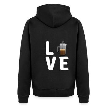 J’adore la presse à café française - Veste à capuche bio Premium Unisexe - noir - Dos - Nico (187cm)