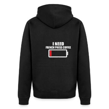 Drôle de cadeau de presse à café français - Veste à capuche bio Premium Unisexe - noir - Dos - Nico (187cm)