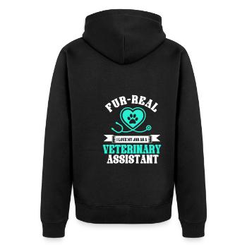 Veterinarian assistant saying - Unisex Premium Organic Zip Hoodie - black - Back - Nico (187cm)