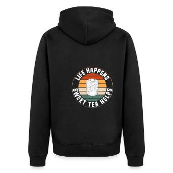 Great Sweet Tea Saying - Unisex Premium Organic Zip Hoodie - black - Back - Nico (187cm)