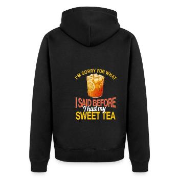 Süsser Tee - Unisex Premium Bio Zip Hoodie - Schwarz - Hinten - Nico (187cm)