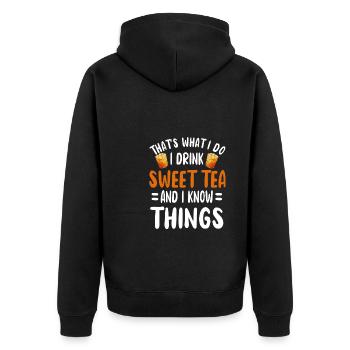 Süßes Tee-outfit Erfrischender Teetrinker - Unisex Premium Bio Zip Hoodie - Schwarz - Hinten - Nico (187cm)