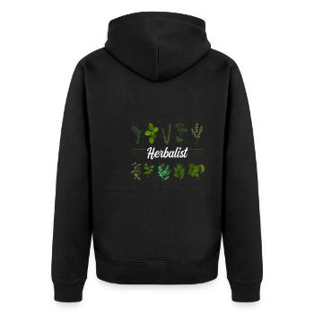 Grand amateur d’herbes chemise aux herbes - Veste à capuche bio Premium Unisexe - noir - Dos - Nico (187cm)