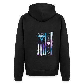 American Registered Nurse - Unisex Premium Organic Zip Hoodie - black - Back - Nico (187cm)
