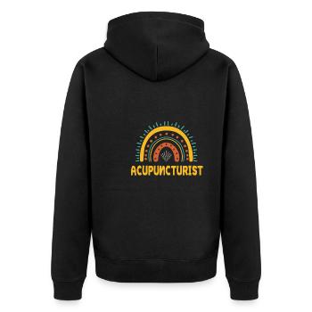 Cute Acupuncturist Boho Rainbow TCM - Unisex Premium Organic Zip Hoodie - black - Back - Nico (187cm)