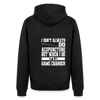 Funny acupuncture saying tcm-praktiker and - Unisex Premium Organic Zip Hoodie - black - Back - Nico (187cm)