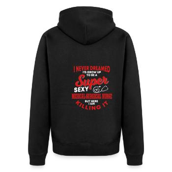 Medical-surgical nurse saying - Unisex Premium Organic Zip Hoodie - black - Back - Nico (187cm)